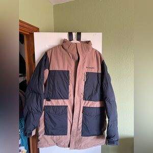 Columbia Men’s Two-Tone Puffer Jacket — Taupe & Navy